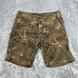 Lucky Brand Shorts Mens Size 32 Brown Saturday Stretch Palms Floral Chino